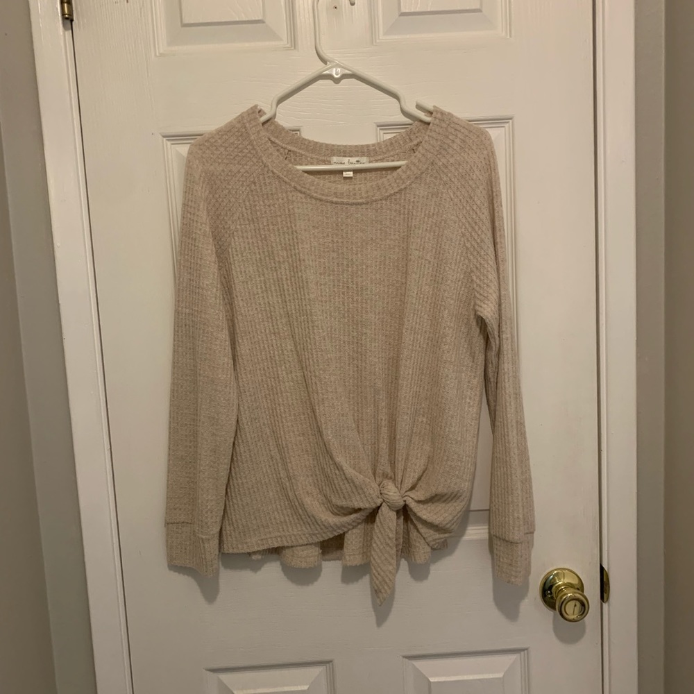Nine Britton Front Tie Waffle Long Sleeve